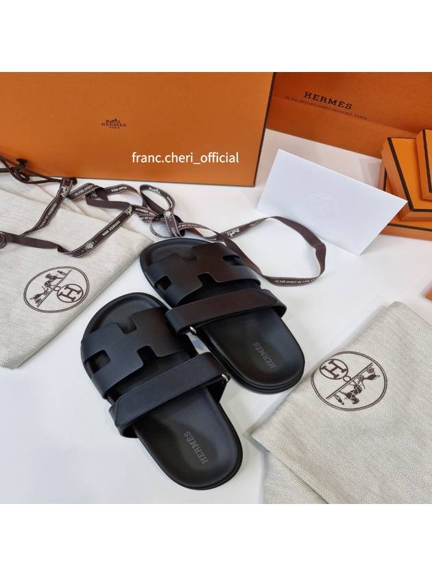 Chypre Leather Sandals Black - HERMES - BALAAN 7