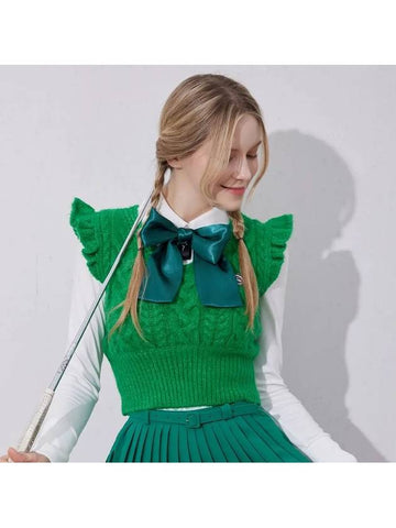 Golf Wear Frill Knit Vest Green - J JANE - BALAAN 1