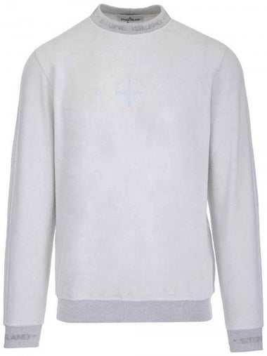 Men's Embroidered Logo Terry Fleece Sweatshirt Light Grey - STONE ISLAND - BALAAN 1