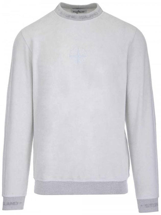 Men's Embroidered Logo Terry Fleece Sweatshirt Light Gray - STONE ISLAND - BALAAN.