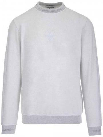 Men's Embroidered Logo Terry Fleece Sweatshirt Light Grey - STONE ISLAND - BALAAN 1