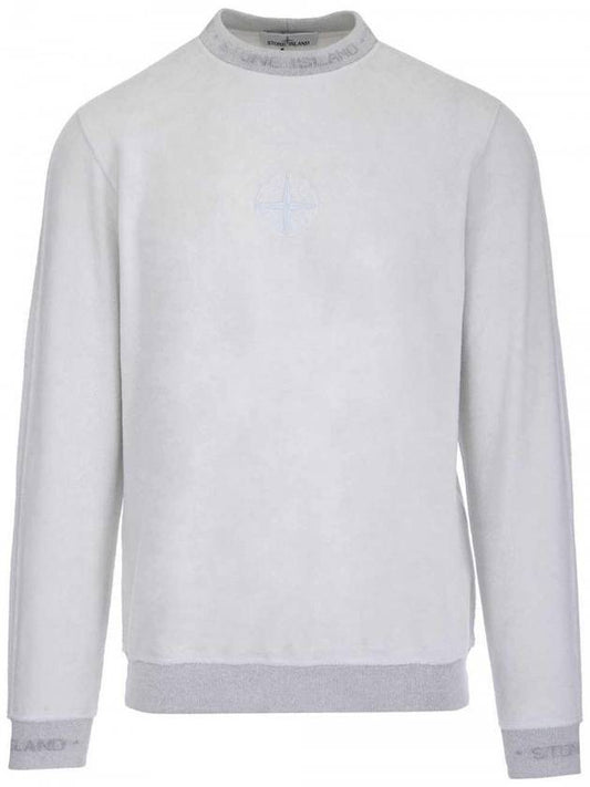 Men's Embroidered Logo Terry Fleece Sweatshirt Light Grey - STONE ISLAND - BALAAN 1