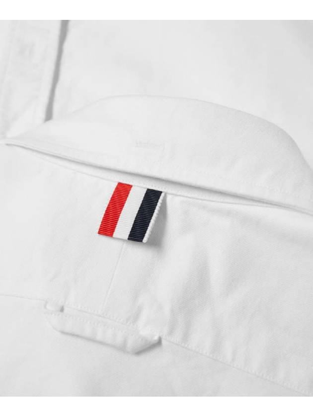 Oxford Grosgrain Placket Cotton Long Sleeve Shirt White - THOM BROWNE - BALAAN 4