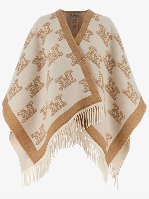 FRINE Logo Wool Cape Poncho Camel 6736014106005 - MAX MARA - BALAAN 1