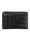 Intrecciato Folder Zipper Card Wallet Black - BOTTEGA VENETA - BALAAN.