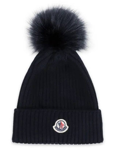 Kids Infant Pom Beanie Navy 3B00014 M1131 742 - MONCLER - BALAAN 2