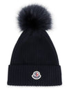 Kids Infant Pom Beanie Navy 3B00014 M1131 742 - MONCLER - BALAAN 1