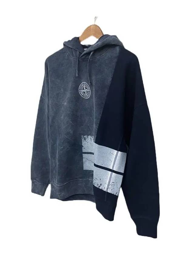 Logo Print Felpa Hoodie Navy - STONE ISLAND - BALAAN 3