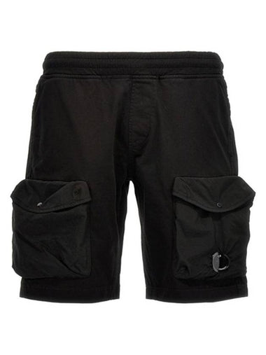 Cargo Pocket Elasticated Waist Shorts Black - CP COMPANY - BALAAN 1