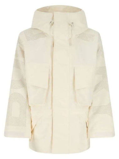 Men's Perforated Logo Technical Oversized Parka Ivory - BURBERRY - BALAAN 1