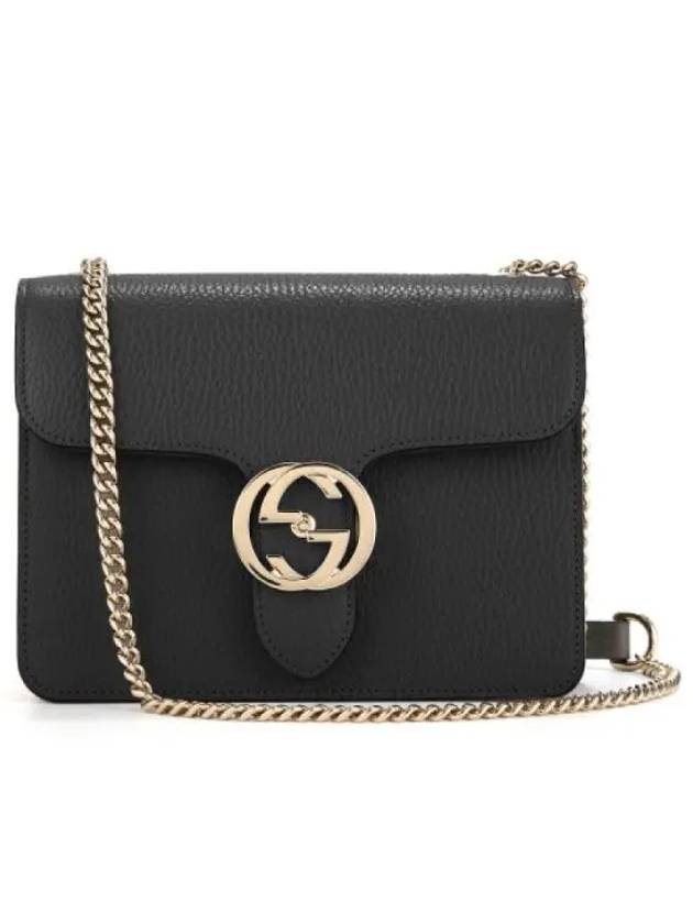 Interlocking GG Chain Small Cross Bag Black - GUCCI - BALAAN 3