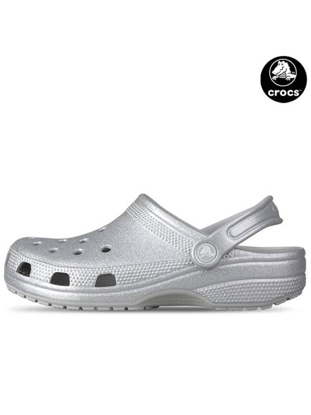 Classic Clitter Clog Women Slipper Sandals Silver 205942 0IC - CROCS - BALAAN 1