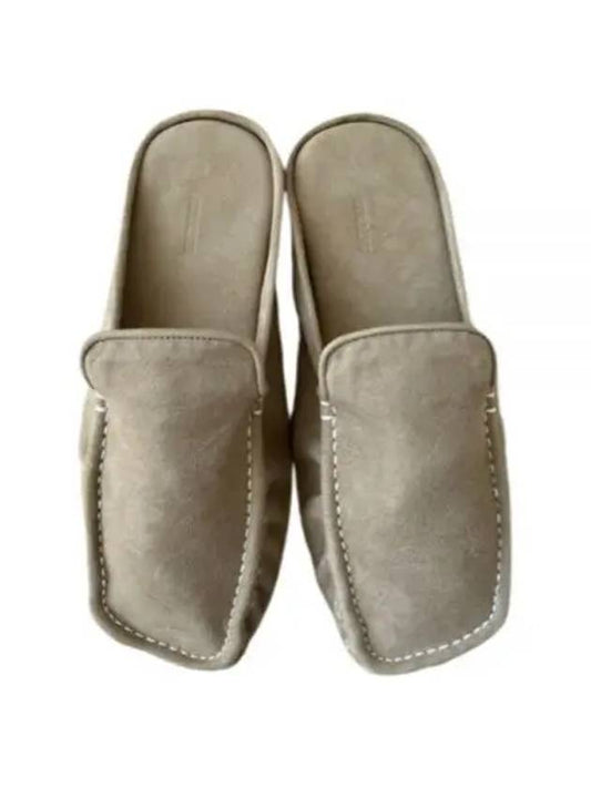 SUEDE MOCCASIN SLIPPER BEIGE A22SS01QD suede moccasin slippers - AURALEE - BALAAN 1