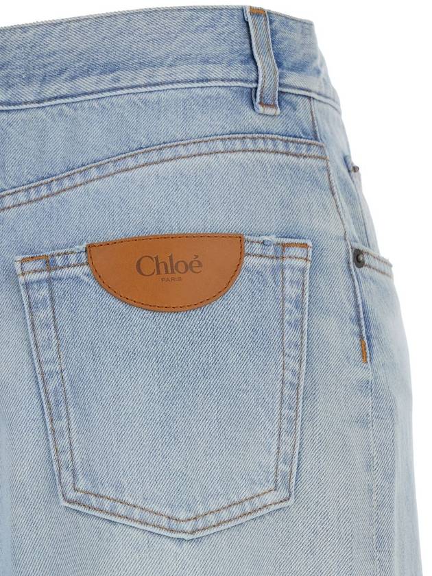 Light Blue Jeans With High Waist And Logo Patch On The Rear In Denim Woman - CHLOE - BALAAN 3