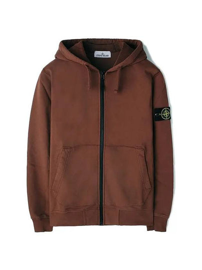 Men Wappen Cotton Fleece Hooded Zip Up Brown - STONE ISLAND - BALAAN 2