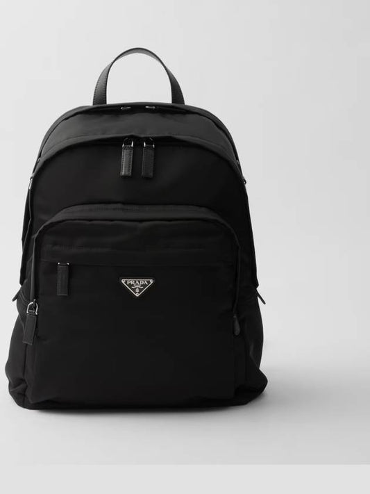 Triangular Logo Saffiano Re Nylon Backpack Black - PRADA - BALAAN 2