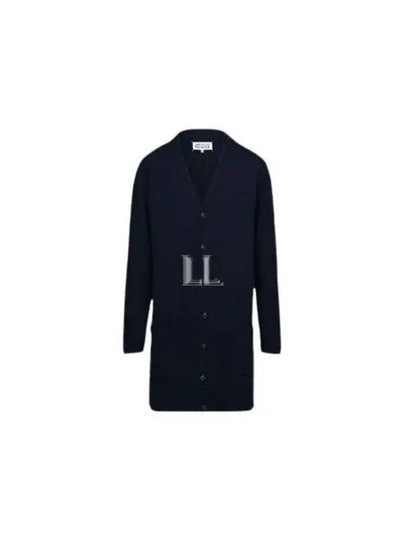 V Neck Wool Long Cardigan Navy - MAISON MARGIELA - BALAAN 2