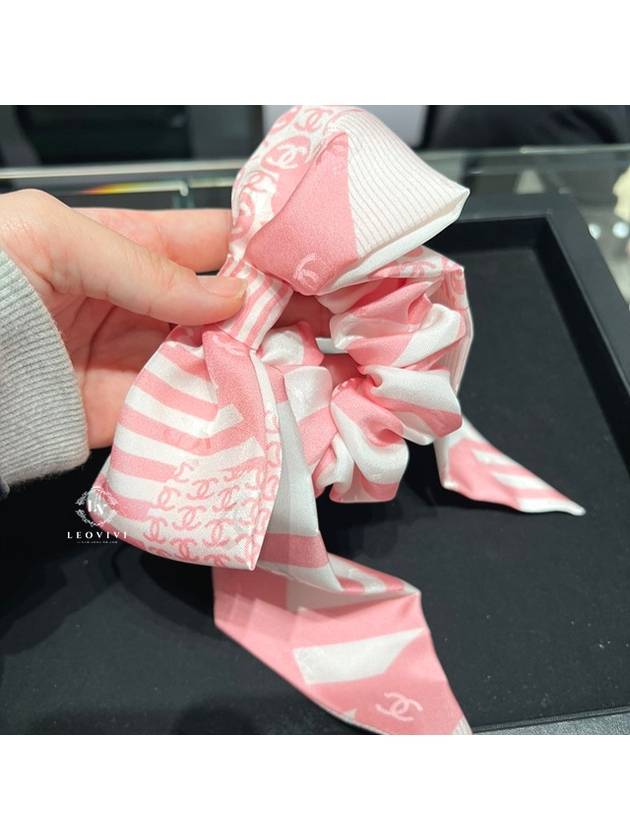 CC Logo Ribbon Stripe Silk Twilly Scrunch Hair Band Chouchou Gopchang Hair Band Scarf Bandeau AA8965 - CHANEL - BALAAN 2