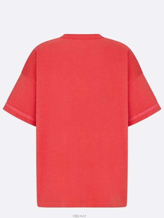 Oversized Fit Cotton Jersey Short Sleeve T-Shirt Red - DIOR - BALAAN 7