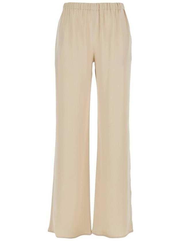 'Rapolano' Beige Pants With Elastic Waist And Wide Leg In Silk Blend Woman - ANTONELLI - BALAAN 1