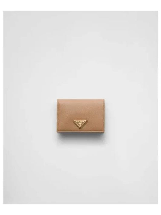 Saffiano Triangle Logo Half Wallet Caramel 269737 - PRADA - BALAAN 1