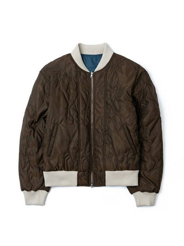 Men's Embroidery Bomber Jacket Brown - BACKANDFORTH - BALAAN 1