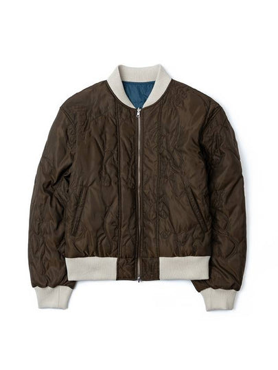 Men's Embroidery Bomber Jacket Brown - BACKANDFORTH - BALAAN 2