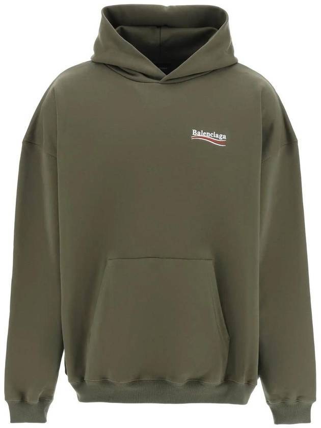 Men's Political Campaign Large Fit Hoodie Khaki - BALENCIAGA - BALAAN 1