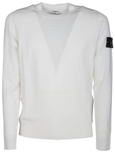 Light Wool Crewneck Knit Top White - STONE ISLAND - BALAAN 1