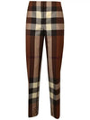 Women's Check Wool Tailored Pants Brown - BURBERRY - BALAAN.