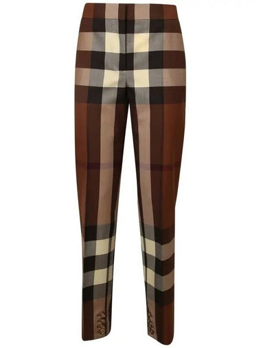 Women's Check Wool Tailored Straight Pants Brown - BURBERRY - BALAAN 1