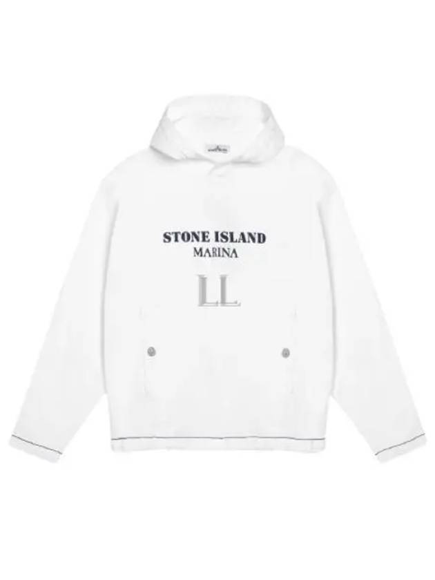 Old Treatment Oversized Fit Cotton Hoodie White - STONE ISLAND - BALAAN 2