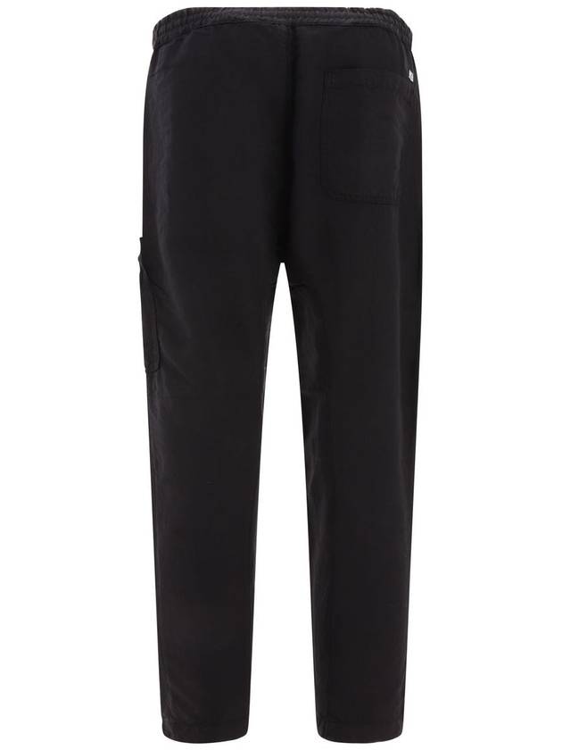 Linen Blend Cargo Straight Pants Black - CP COMPANY - BALAAN 3