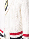 4 Bar V-neck Cashmere Cardigan White - THOM BROWNE - BALAAN 3