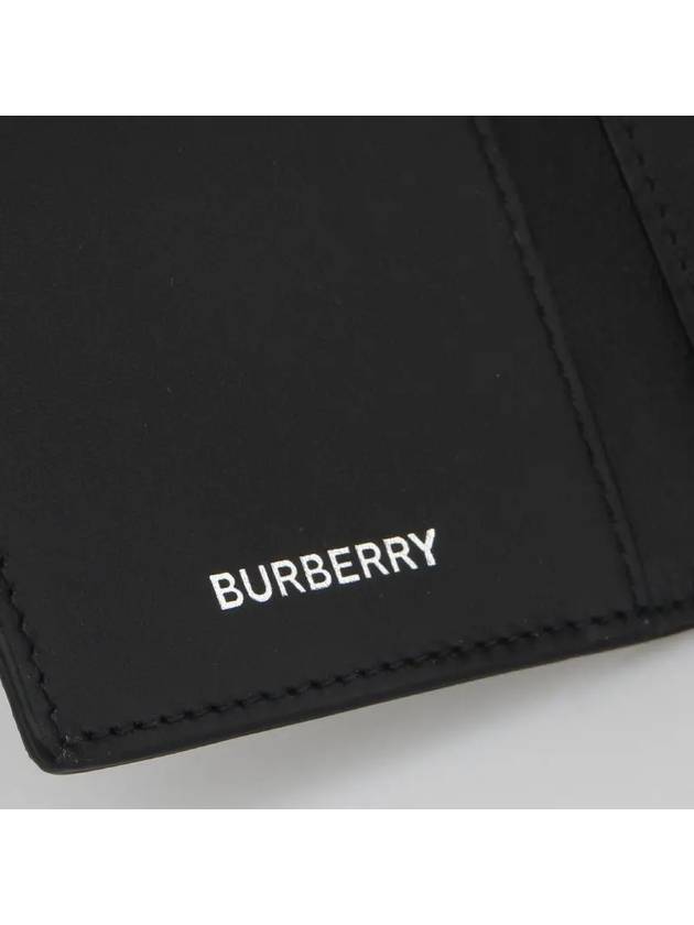 Check Pattern Leather Card Wallet Navy - BURBERRY - BALAAN 3