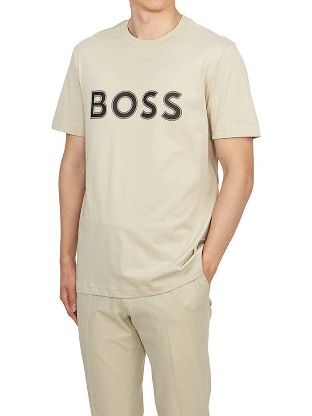 Logo Cotton Short Sleeve T-shirt Beige - HUGO BOSS - BALAAN 5