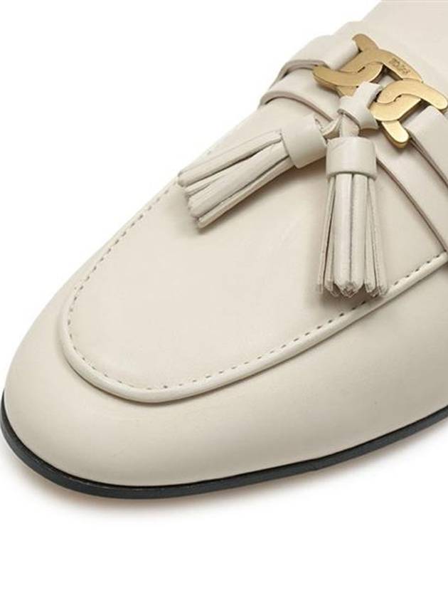 Tassel Embellished Leather Loafers White - TOD'S - BALAAN 5