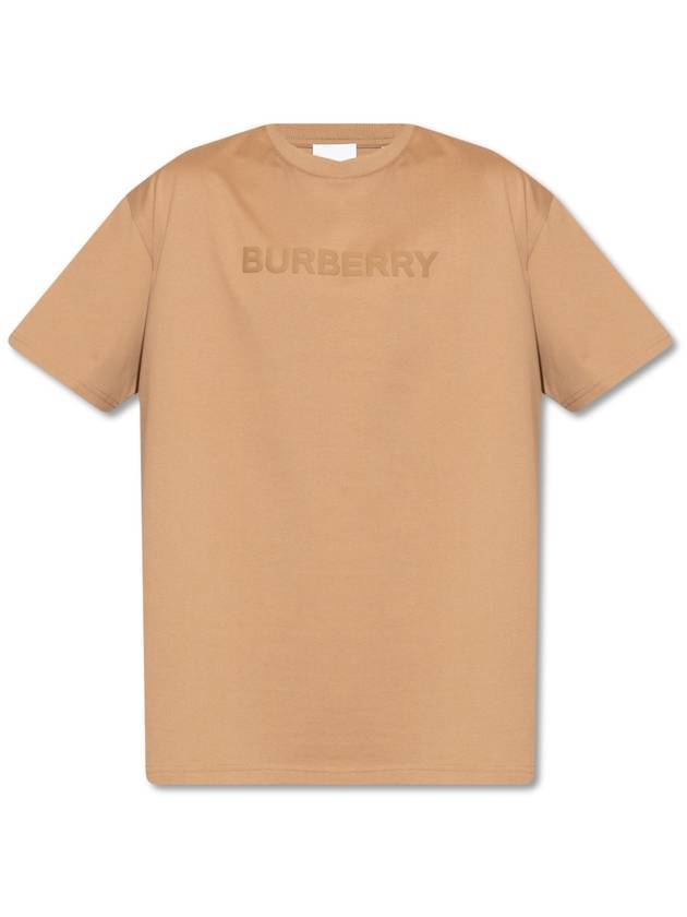 Oversized Logo Short Sleeve T-Shirt Camel - BURBERRY - BALAAN 1