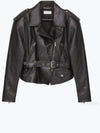 Crop Lambskin Biker Jacket Black - SAINT LAURENT - BALAAN 2