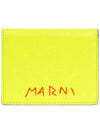 Embroidered Logo Leather Half Wallet Yellow - MARNI - BALAAN 3