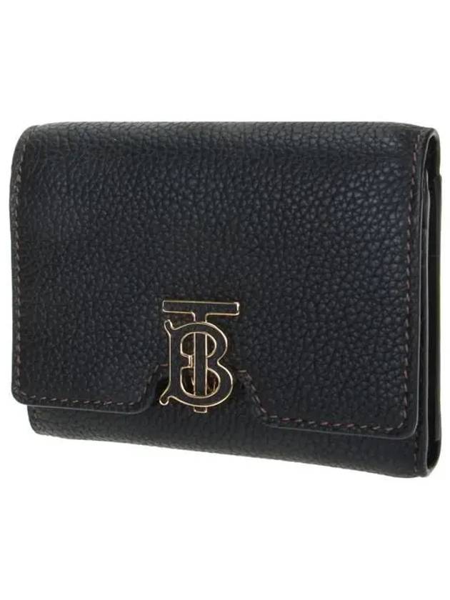 Monogram Motif Grainy Leather Folding Wallet Black - BURBERRY - BALAAN.