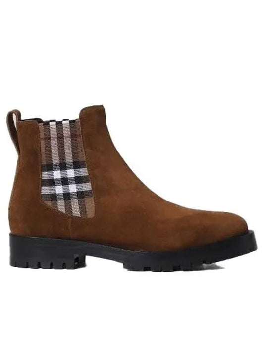 Vintage Check Detail Suede Chelsea Boots Chocolate - BURBERRY - BALAAN 2