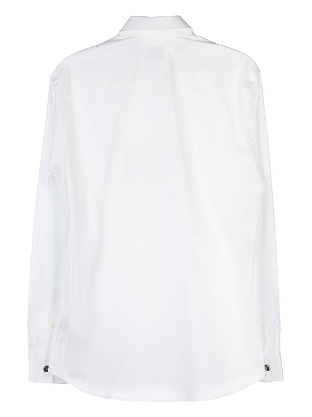 Monogram Pattern Stretch Cotton Blend Long Sleeve Shirt White - BURBERRY - BALAAN.