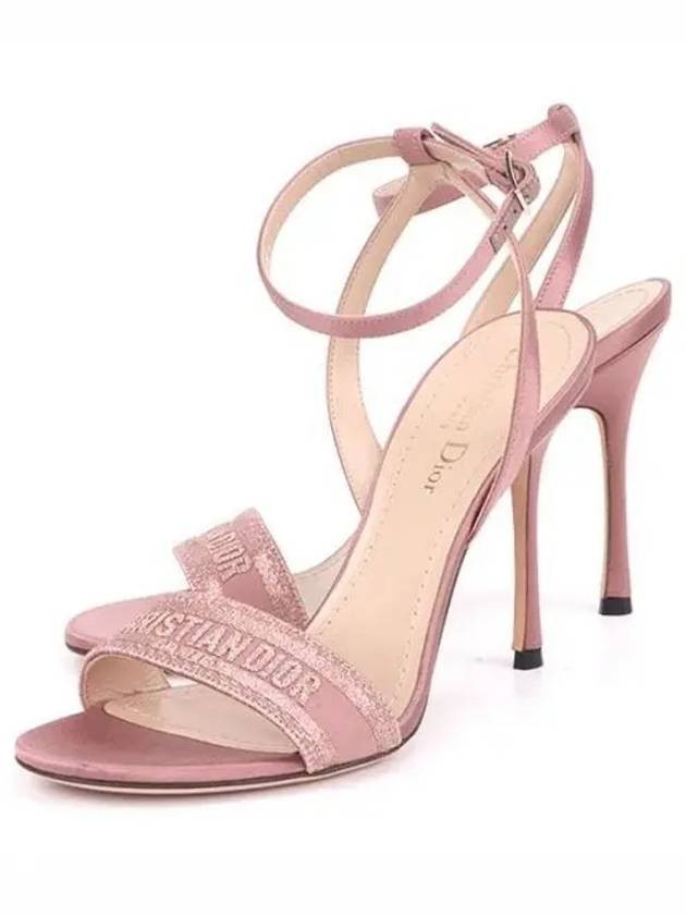 Dway Metallic Thread Embroidered Satin Sandal Heels Rose Des Vents - DIOR - BALAAN 2