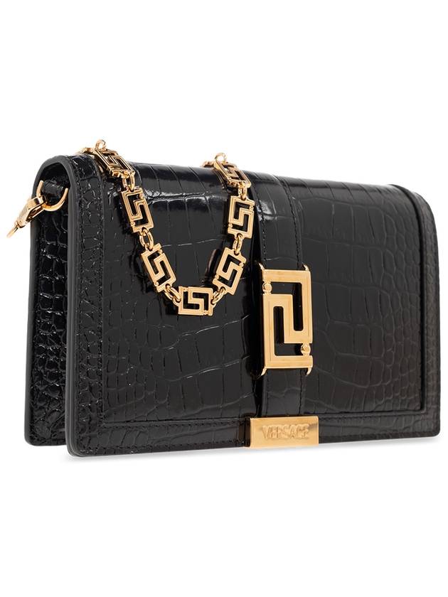 Croc Effect Greca Goddess Mini Cross Bag Black - VERSACE - BALAAN 5