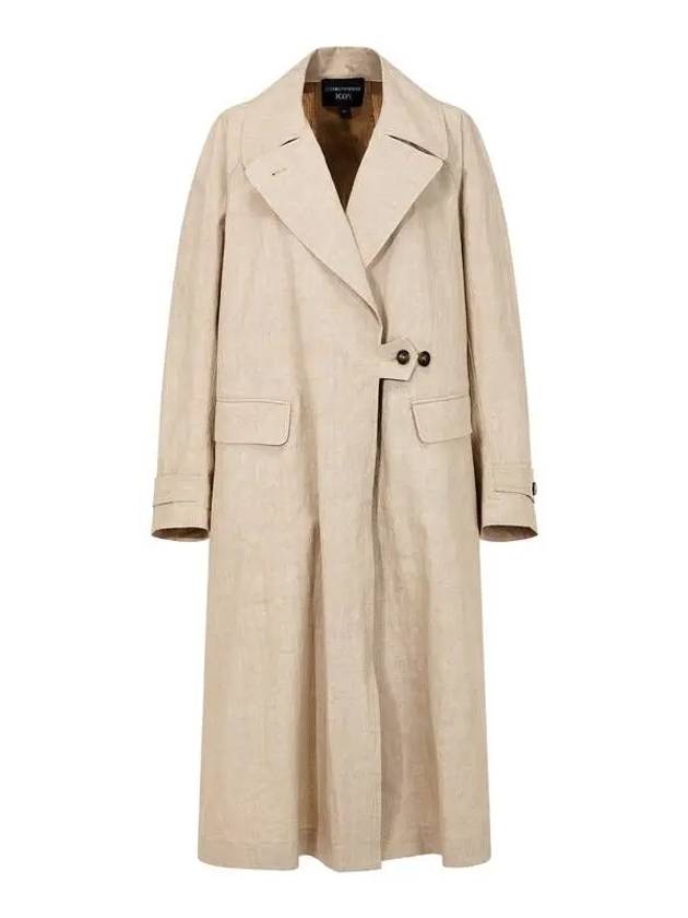 Women s tab closing linen coat melange beige 271651 - EMPORIO ARMANI - BALAAN 1