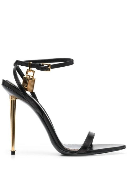 Women's Padlock Anklet Leather Sandals Heel Black - TOM FORD - BALAAN 2