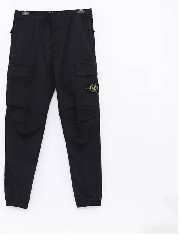 Stretch Cotton Wool Satin Cargo Straight Pants Navy - STONE ISLAND - BALAAN 3