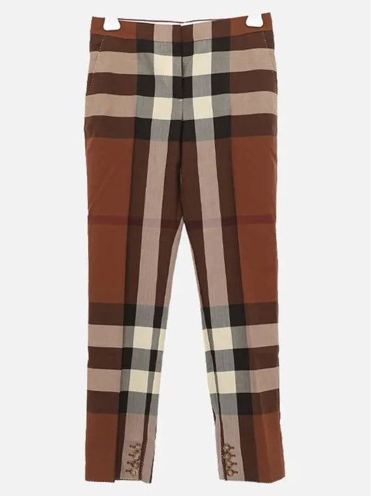 Women's Check Wool Tailored Pants Brown - BURBERRY - BALAAN 2