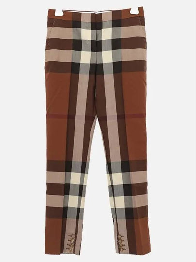 Women's Check Wool Tailored Straight Pants Brown - BURBERRY - BALAAN 2